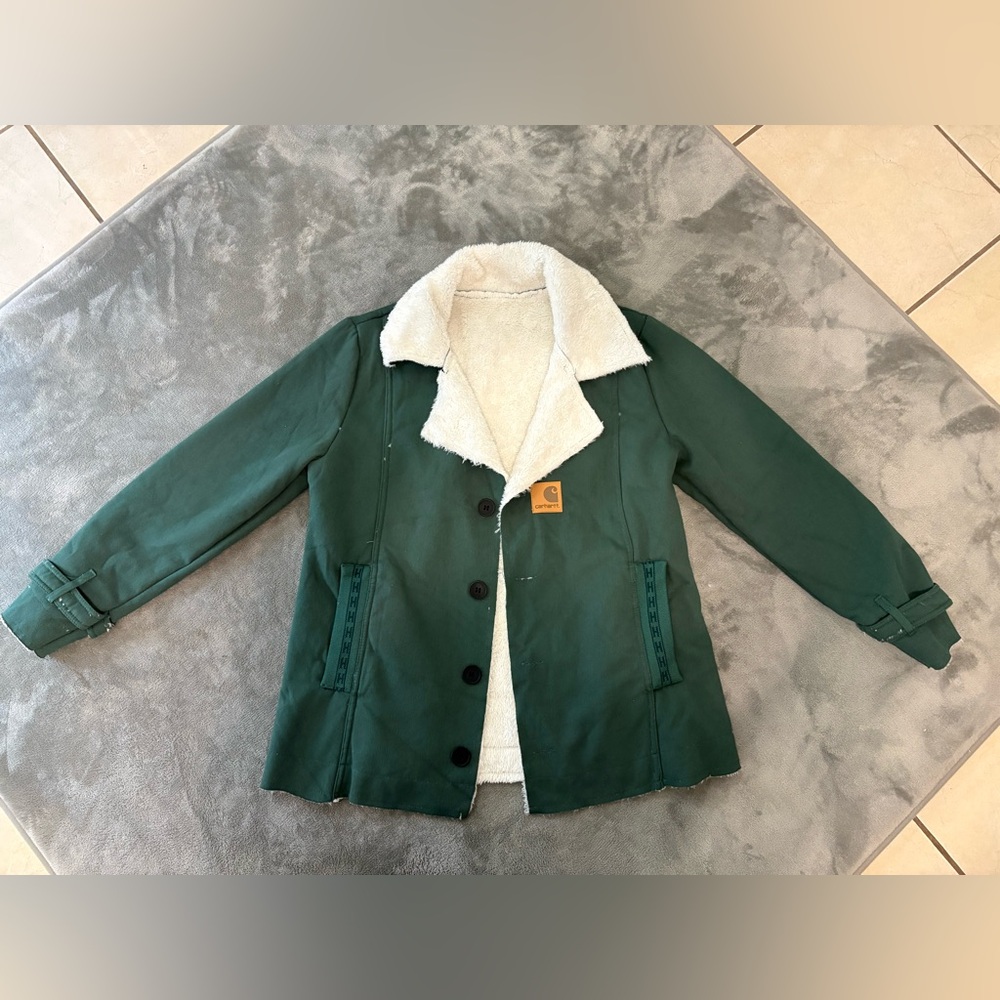 Carhartt Green Utility Jacket with Sherpa Lining